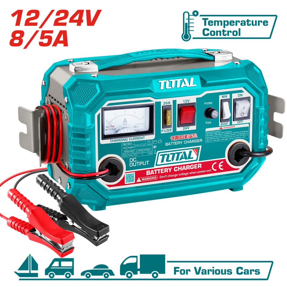 CARGADOR DE BATERIA PARA CARRO 12V-24V 8-5AMP TOTAL