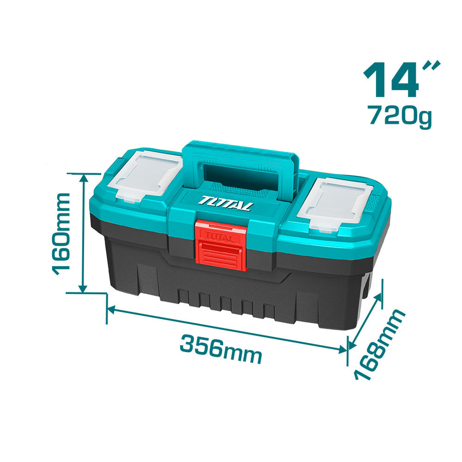 CAJA HERRAMIENTA 14" PLASTICA CIERRE PLASTICO TOTAL