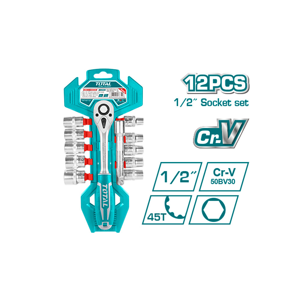 Tipo De Rache RACHE CON COPAS 1/2 X 12 PZS INDUSTRIAL TOTAL (THT141121) – ARESTOOLS