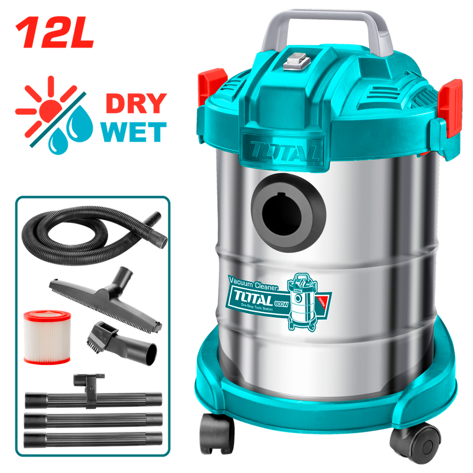 ASPIRADORA Y SOPLADORA PARA HUMEDO Y SECO 12L 800W INCLUYE ACCESOSIROS SUPER TOTAL