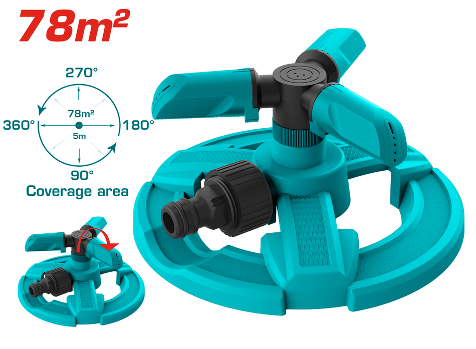 ASPERSOR ROTATIVO (3/4″) PARA JARDIN 3 SALIDAS SUPER TOTAL