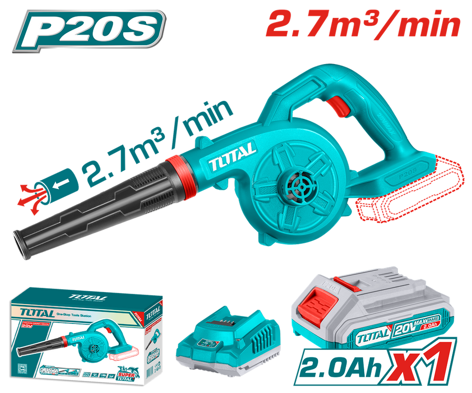 SOPLADORA INALAMBRICA 20V INCLUYE 1 BATERIA 2.0AH Y 1 CARGADOR 20V SUPER TOTAL (UTABLI200281)