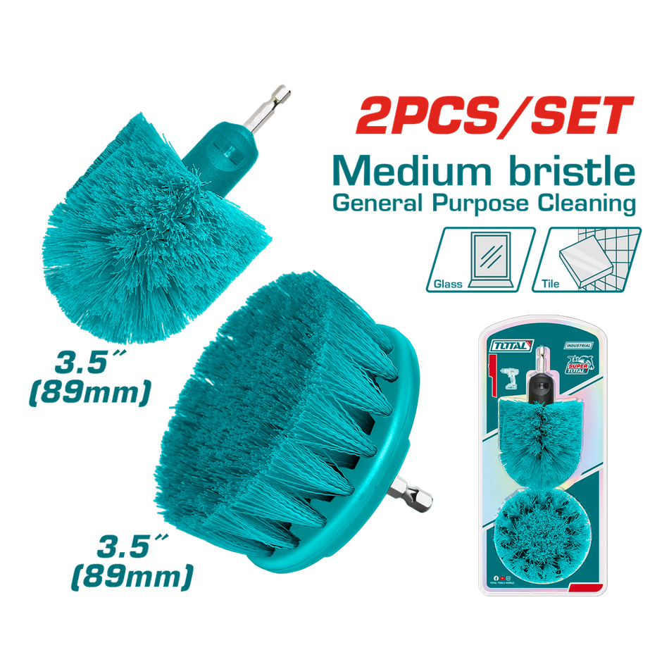 SET DE CEPILLO PARA TALADRO 3,5" JUEGO X 2 PCZ INDUSTRIAL SUPER TOTAL (TACM2335)