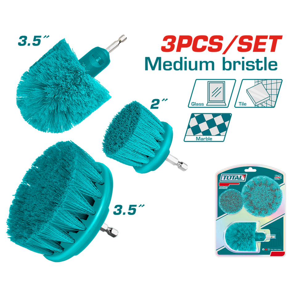 SET DE CEPILLO PARA TALADRO JUEGO X 3 PCZ INDUSTRIAL SUPER TOTAL (TACM3001)
