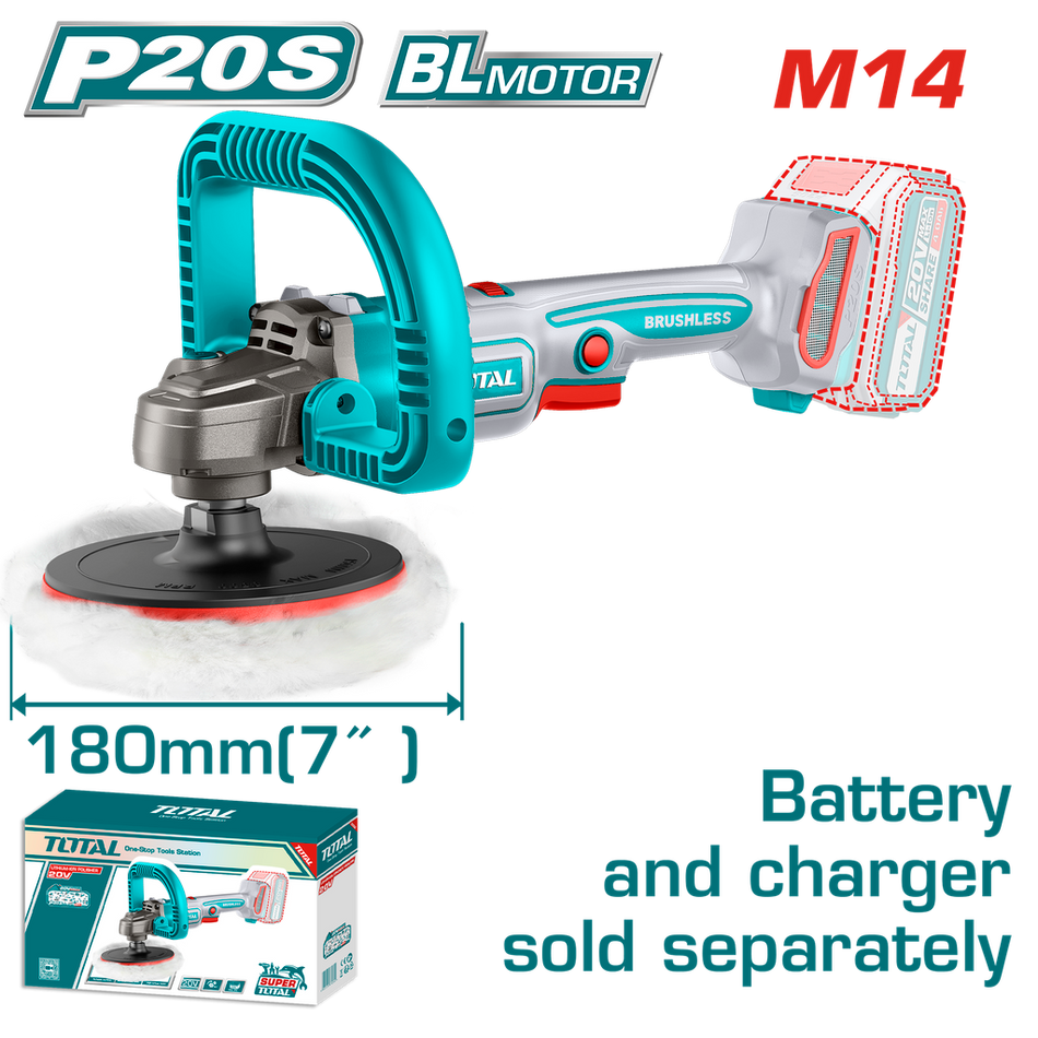 POLICHADORA INALAMBRICA 7" INDUSTRIAL 20V BATERIA Y CARGADOR NO INCLUIDO V/VARIABLE INDUSTRIAL SUPER TOTAL (TAPLI2018)