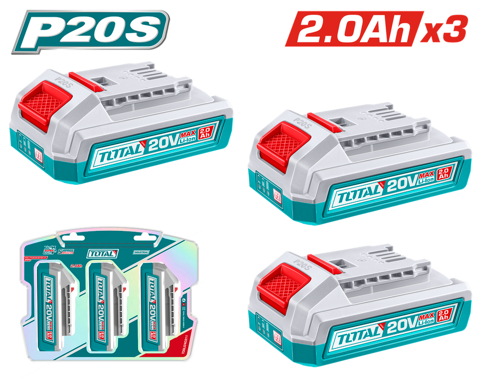 KIT DE 3 BATERIAS 20V 2,0AH INDUSTRIAL SUPER TOTAL (TOSLI240311)