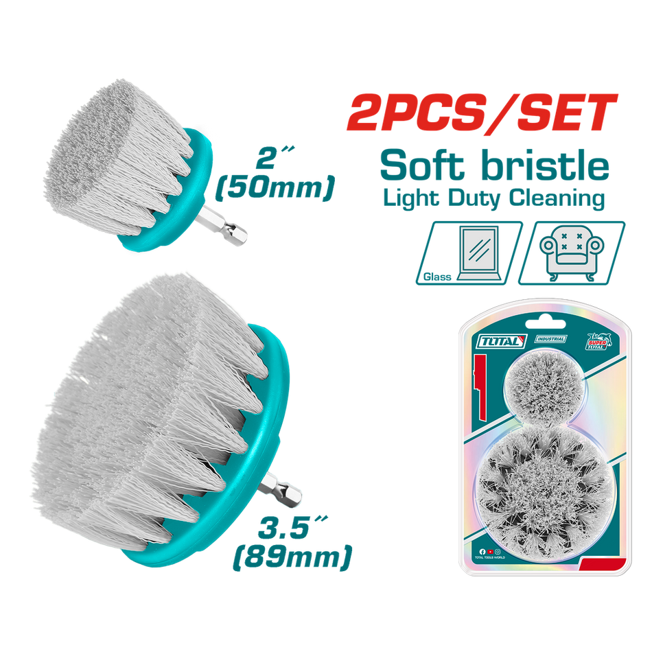 SET DE CEPILLO PARA TALADRO 3,5" JUEGO X 2 PCZ CERDA SUAVE INDUSTRIAL SUPER TOTAL (TACS3235)