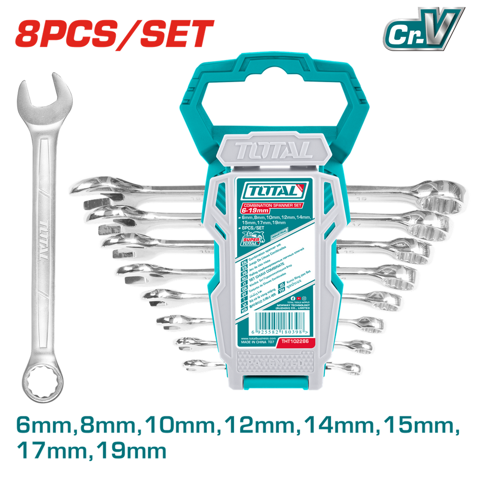 LLAVE MIXTA 6 - 19 MM JUEGO X 8 PZS INDUSTRIAL SUPER TOTAL (THT102286)
