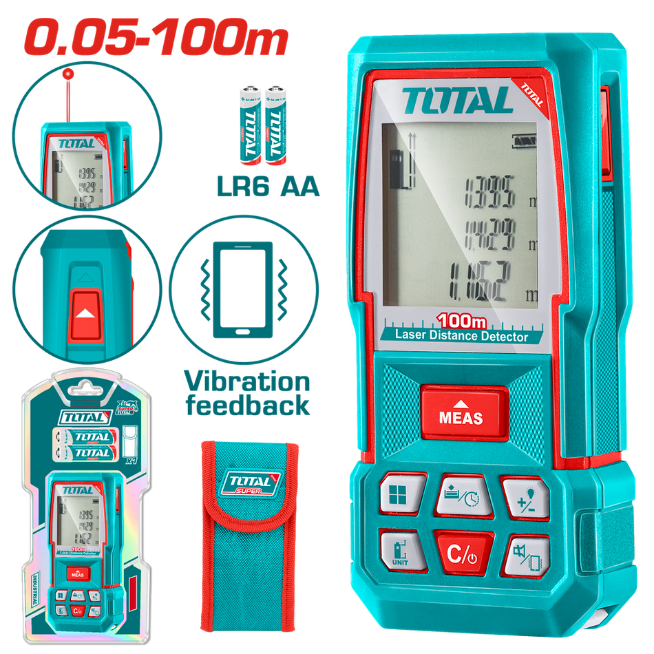MEDIDOR DE DISTANCIAS LASER 100MTS TOTAL (TMT51036)