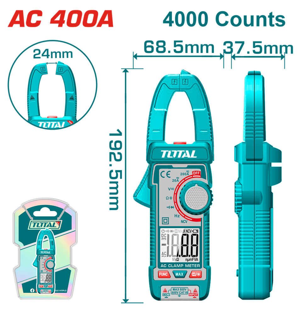 PINZA VOLTIAMPERIMETRICA 400V DIGITAL INDUSTRIAL SUPER TOTAL (TMT762001)
