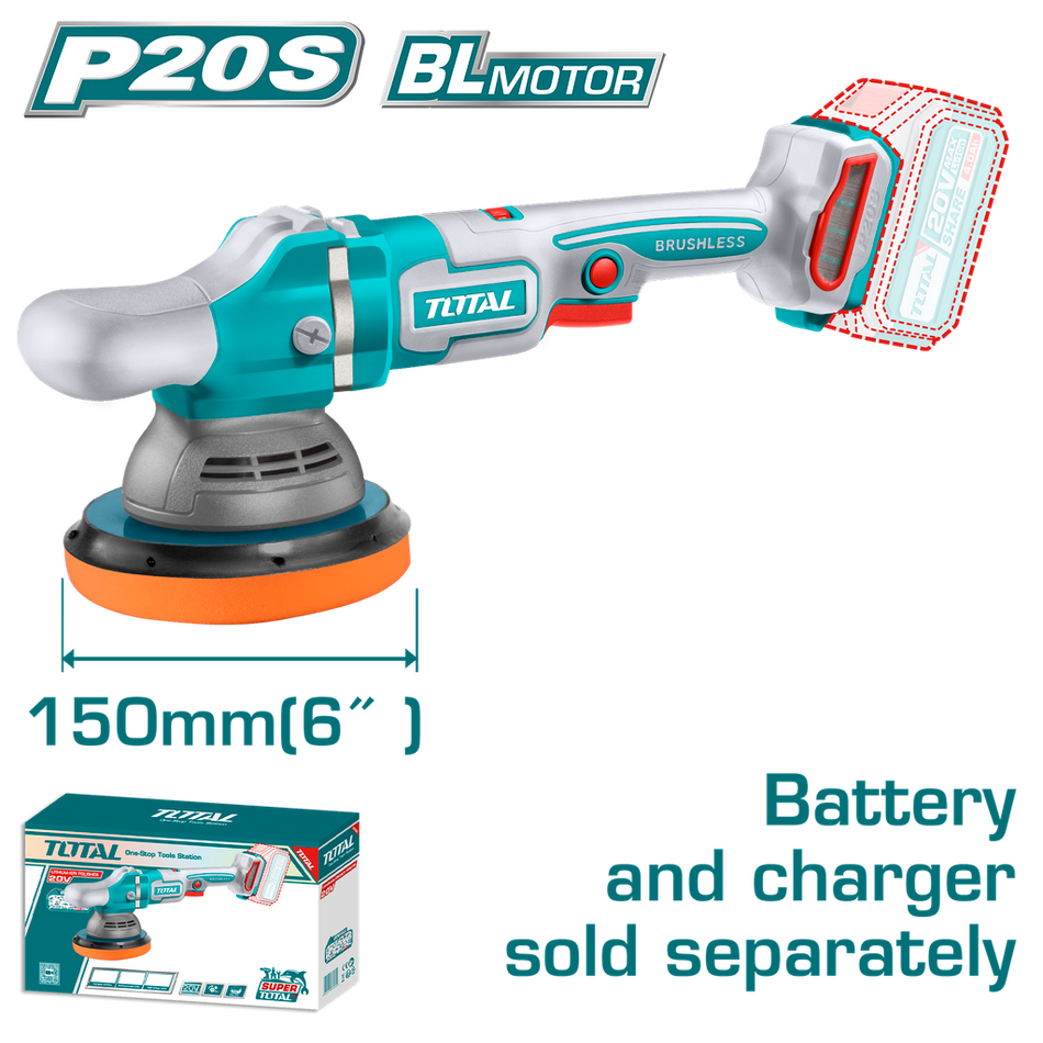 POLICHADORA INALAMBRICA 6" 20V BATERIA Y CARGADOR NO INCLUIDO V/VARIABLE INDUSTRIAL SUPER TOTAL (TAPLI2015)