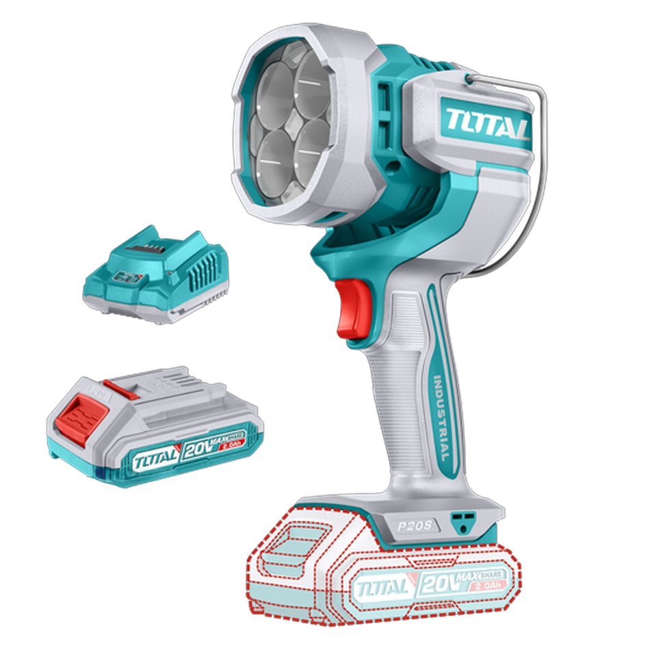 LAMPARA DE TRABAJO INALAMBRICA 2000 LUMENES 20V INCLUYE BATERIA 2,0AH Y CARGADOR (UTWLI20881)