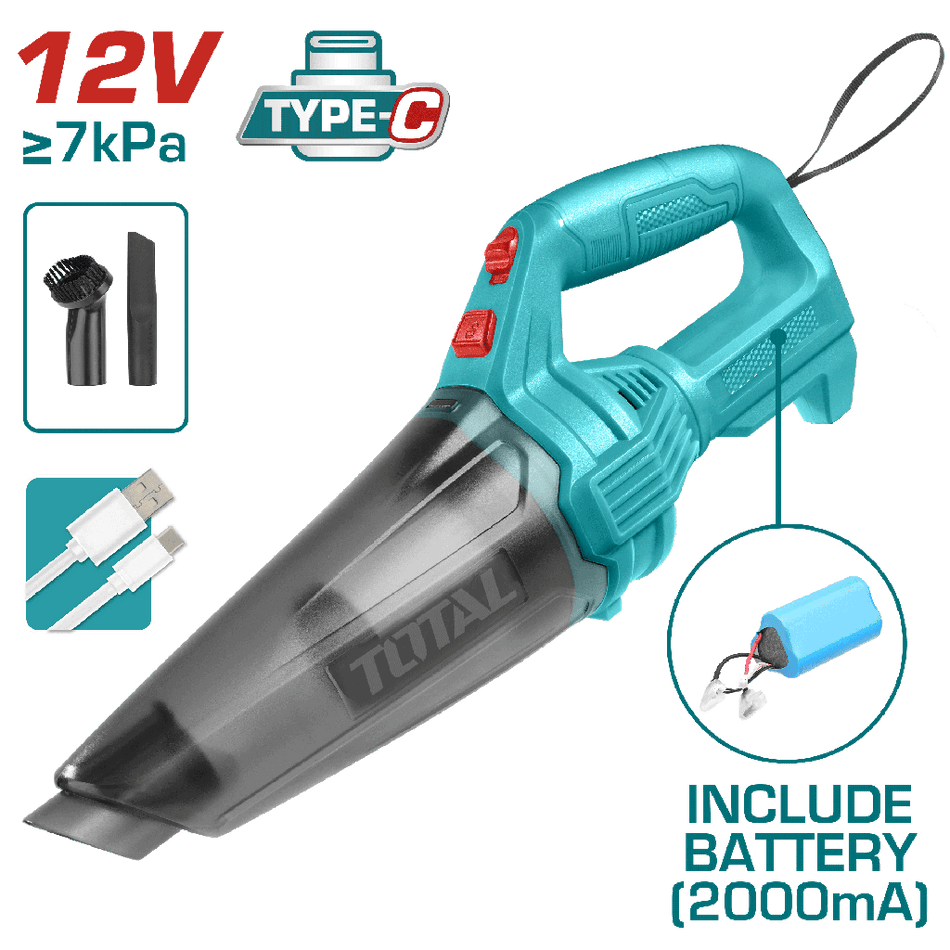 ASPIRADORA DE MANO RECARGABLE 12V, CAPACIDAD 0,5L SUPER TOTAL