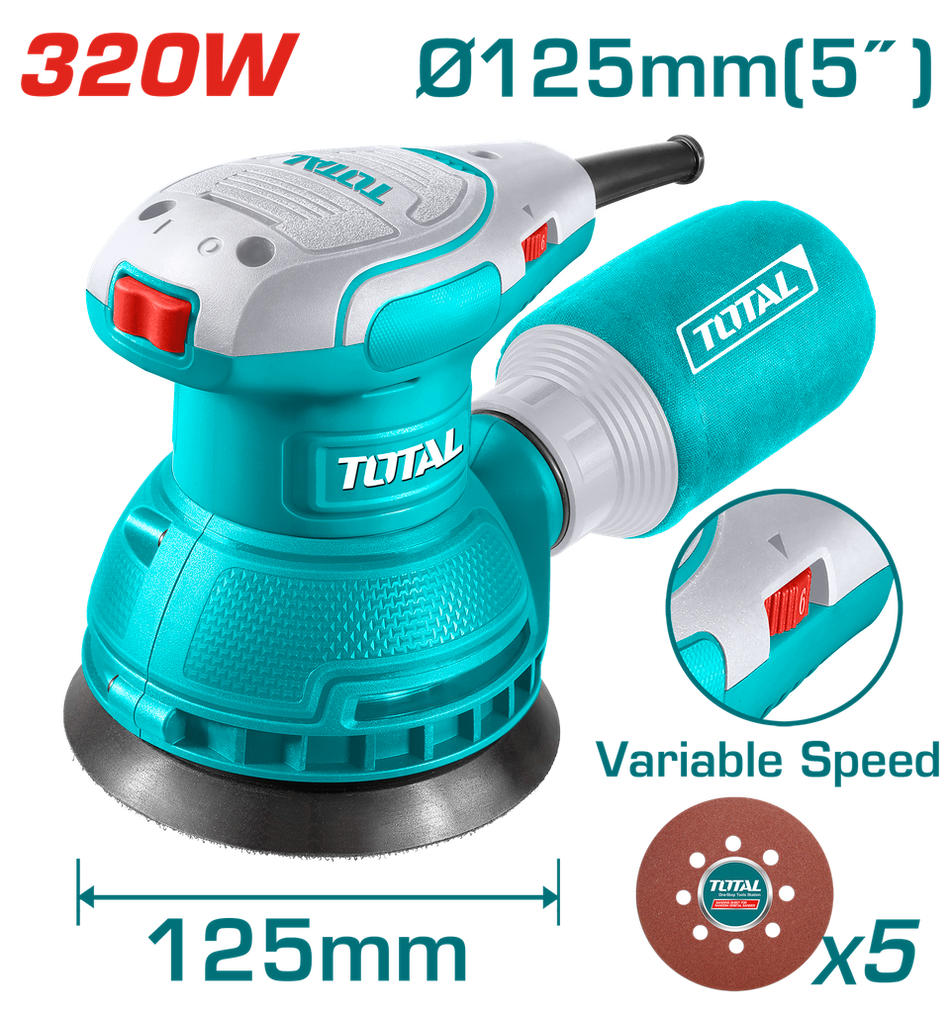 LIJADORA ORBITAL 5" 320W INCLUYE 5 LIJAS INDUSTRIAL SUPER TOTAL (UTF2131256)