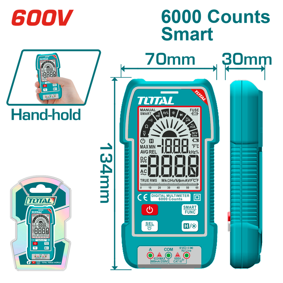 TESTER DIGITAL 600V 600 CONTEOS RMS INDUSTRIAL TOTAL (TMT516004)
