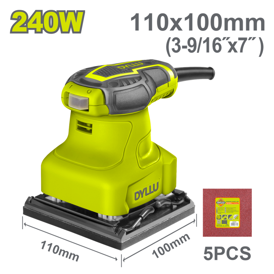 LIJADORA DE PALMA 4 3/8"X 4" 240W INCLUYE 5 LIJAS DYLLU (UDTFA1503)