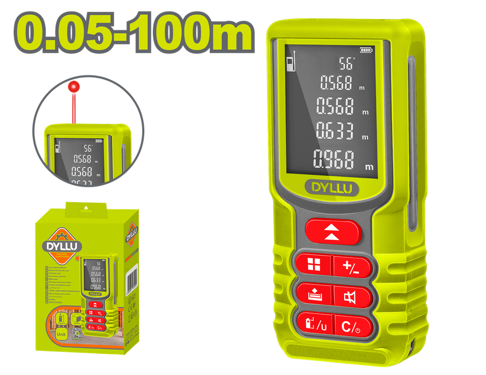 MEDIDOR DE DISTANCIA LASER 100M LUZ ROJA DYLLU (DTDL1520)