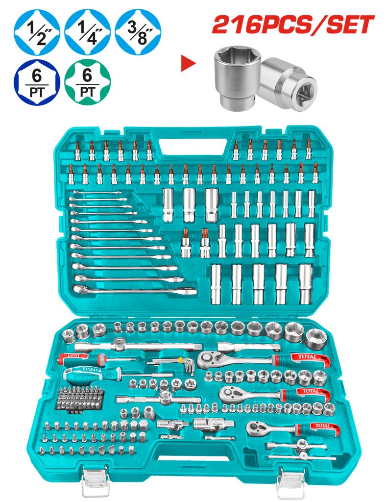 RACHE CON COPAS 1/2,1/4,3/8 X 216PZS INDUSTRIAL SUPER TOTAL (THKTHP22166)