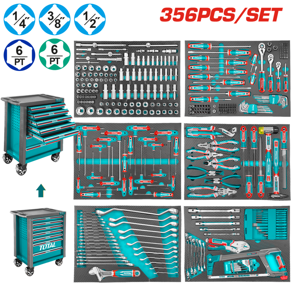 CAJA DE HERRAMIENTA CON 356 PZS INDUSTRIAL SUPER TOTAL (THPTCS73561)