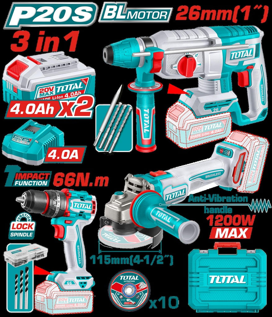 COMBO INALAMBRICO 20V X 3 PZS (UTOSLI241198)