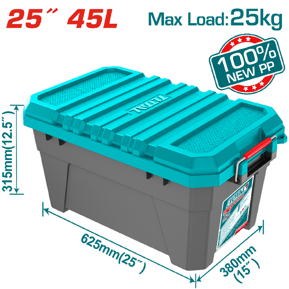 CAJA DE ALMACENAJE PLÁSTICA 25" 45L TOTAL (TPBX0252)