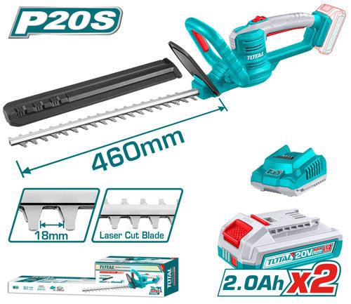 CORTASETOS INALAMBRICO 20V INCLUYE 2 BATERIAS 2.0AH Y CARGADOR TOTAL (UTHTLI20462)