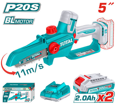 SIERRA MINI INALAMBRICA 5" 20V INDUSTRIAL INCLUYE 2 BATERIA 2.0AH Y CARGADOR TOTAL (UTGSLI20562)