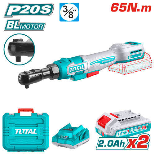 RACHE INALAMBRICO 3/8" 20V 65NM INCLUYE 2 BATERIAS 2.0AH Y CARGADOR INDUSTRIAL SUPER TOTAL (UTDRLI20652)