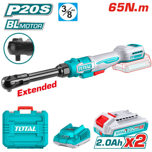 RACHE INALAMBRICO 3/8" 20V 65NM EXTENDIBLE INCLUYE 2 BATERIAS 2.0AH Y CARGADOR INDUSTRIAL SUPER TOTAL (UTDRLI2065292)