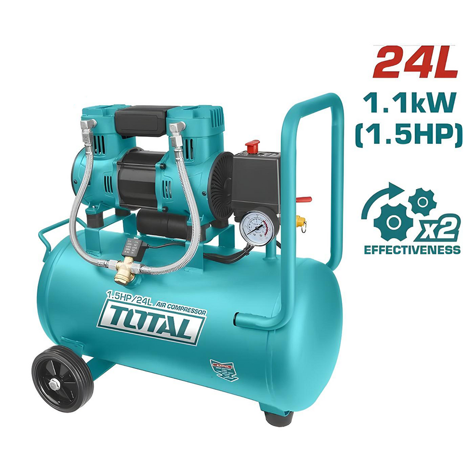 COMPRESOR AIRE HORIZONTAL 24L 1.5HP 116PSI 110-120V 1100W 60HZ SUPER TOTAL (UTCS1110242)