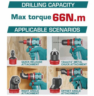 TALADRO ATORNILLADOR MULTICABEZAL 20V 66NM  INDUSTRIAL SUPER TOTAL (UTDLI206686)