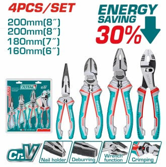 JUEGO DE ALICATE X 4 PIEZAS CROMO VANADIUM INDUSTRIAL SUPER TOTAL (THT2K0488)