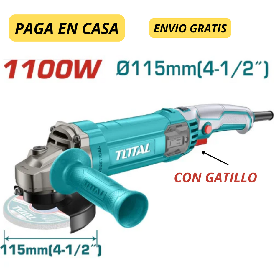 PULIDORA 4 1/2 1100W INCLUYE MANGO AUXILIAR INDUSTRIAL TOTAL