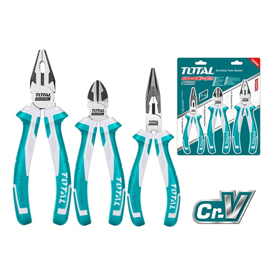 JUEGO DE ALICATES X 3 PZS INDUSTRIAL CROMO VANADIUM (PINZA 6CORTAFRIO 6ALICATE 8) TOTAL (THT2K0301)