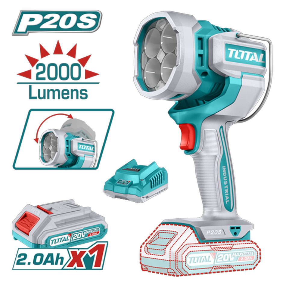 LAMPARA DE TRABAJO INALAMBRICA 2000 LUMENES 20V INCLUYE BATERIA 2,0AH Y CARGADOR (UTWLI20881)