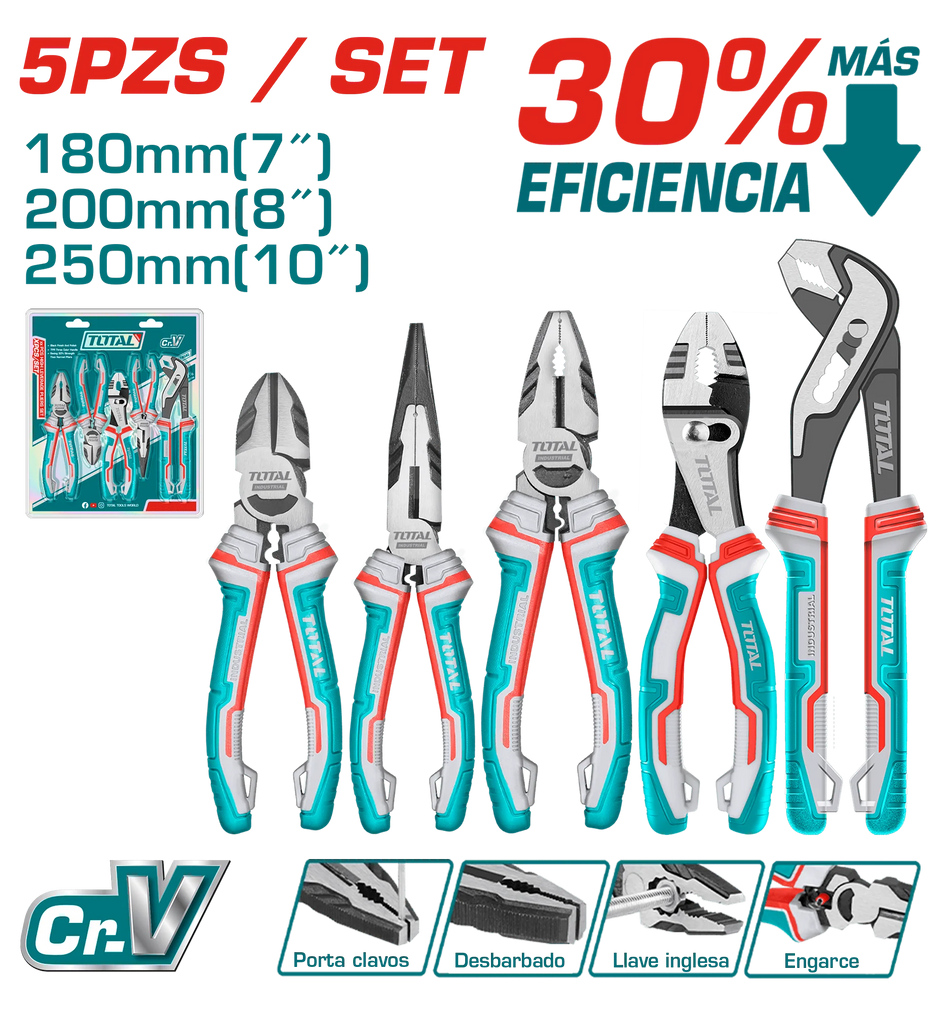 ALICATE 13 CORTAFRIOS Y PINZA 5 PZ 8"- 7"- 8"-8 -10"  (5/20) (THT2K0588)