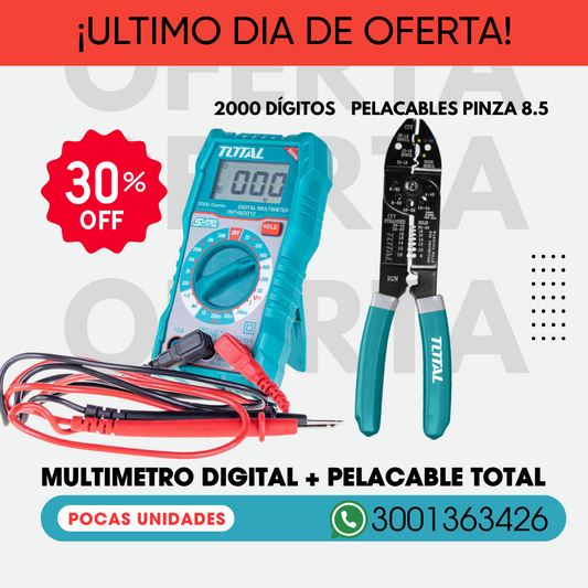 KIT TOTAL MULTÍMETRO 2.OO0D + PELACABLE  MULTIFUNCIONAL